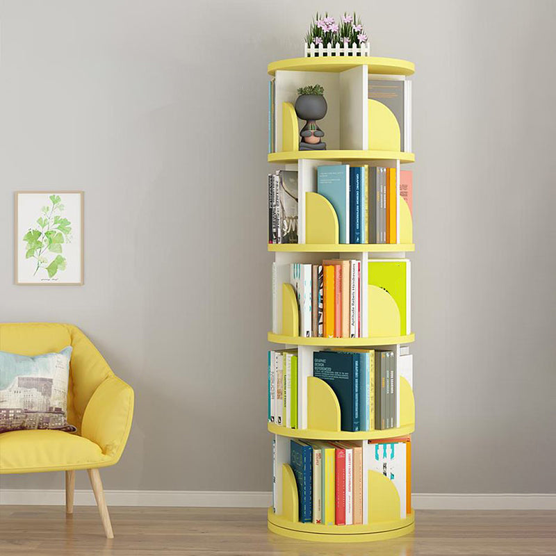 Modern Wooden Rotatable Storage Bookshelf Home Round Bookcase