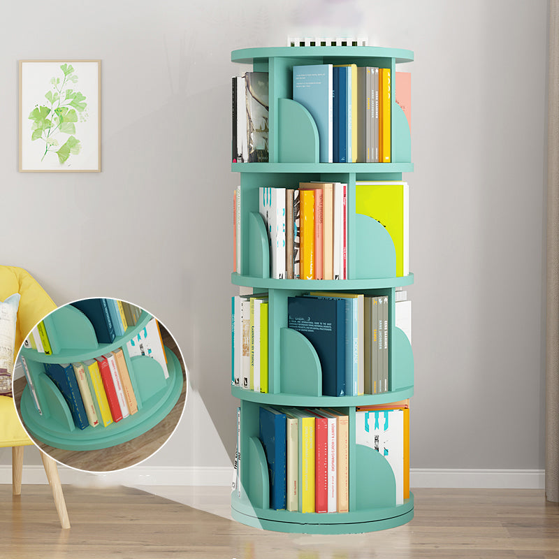 Modern Wooden Rotatable Storage Bookshelf Home Round Bookcase