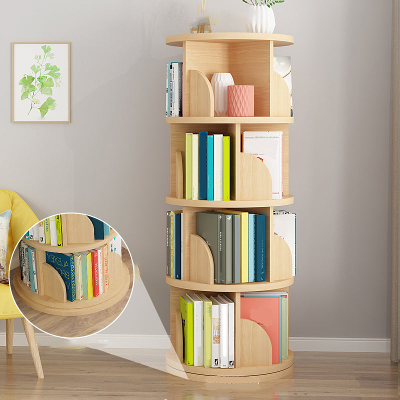 Modern Wooden Rotatable Storage Bookshelf Home Round Bookcase