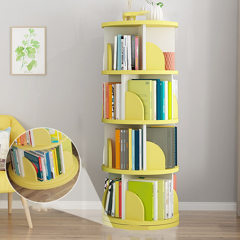 Modern Wooden Rotatable Storage Bookshelf Home Round Bookcase