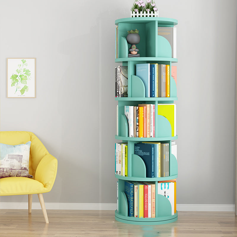 Modern Wooden Rotatable Storage Bookshelf Home Round Bookcase