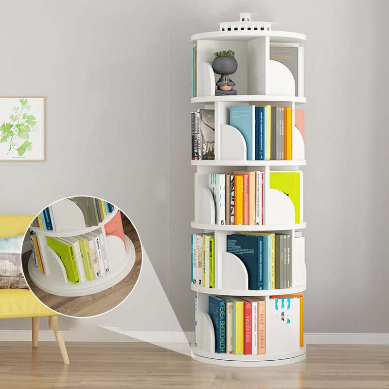 Modern Wooden Rotatable Storage Bookshelf Home Round Bookcase