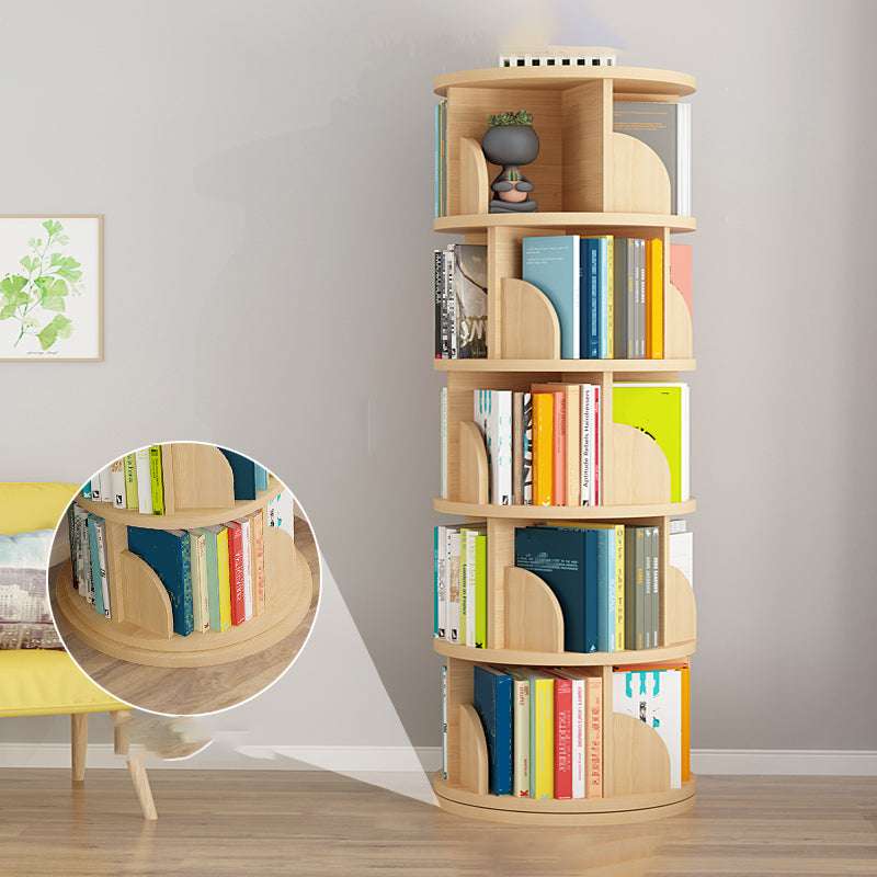 Modern Wooden Rotatable Storage Bookshelf Home Round Bookcase