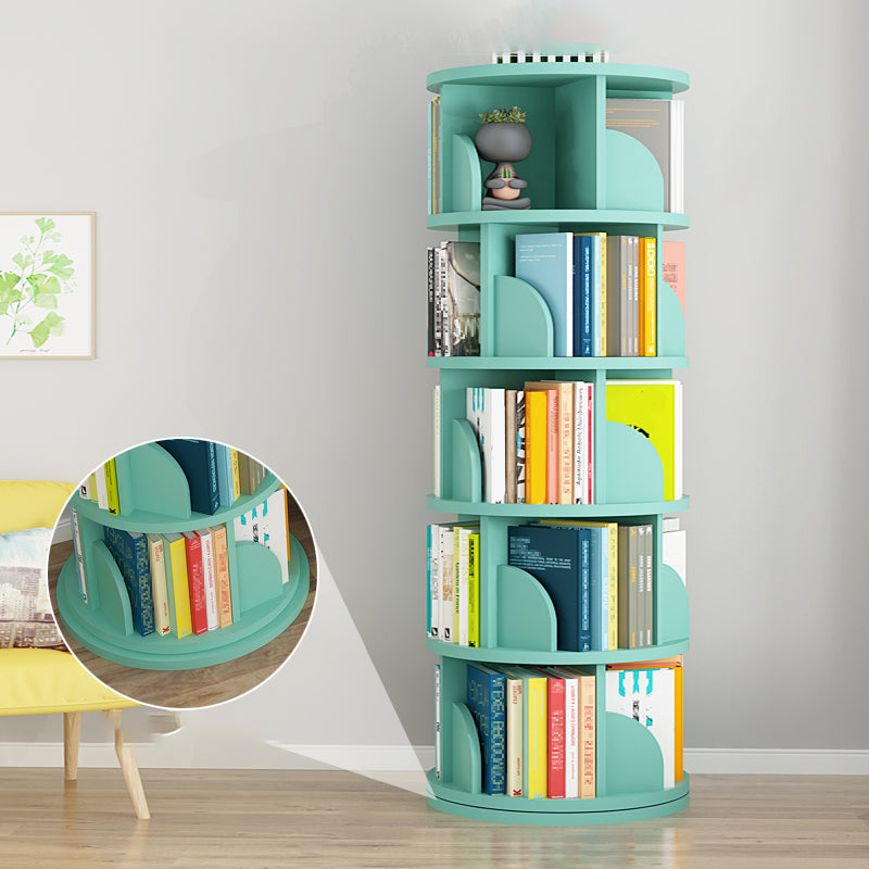 Modern Wooden Rotatable Storage Bookshelf Home Round Bookcase