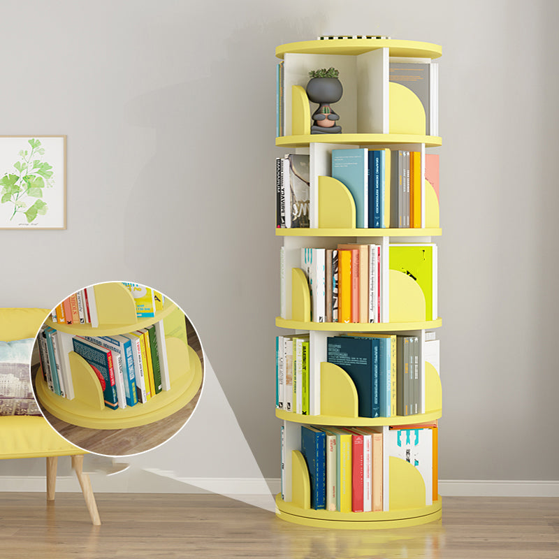 Modern Wooden Rotatable Storage Bookshelf Home Round Bookcase