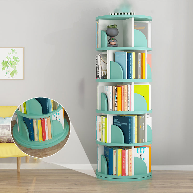 Modern Wooden Rotatable Storage Bookshelf Home Round Bookcase