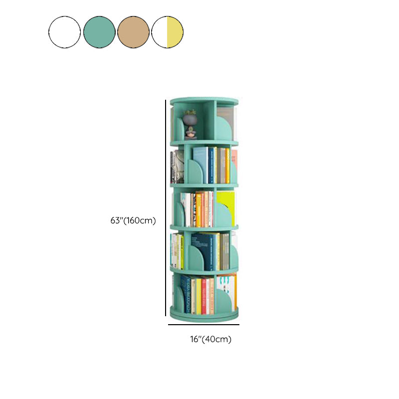 Modern Wooden Rotatable Storage Bookshelf Home Round Bookcase