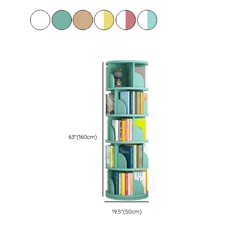 Modern Wooden Rotatable Storage Bookshelf Home Round Bookcase