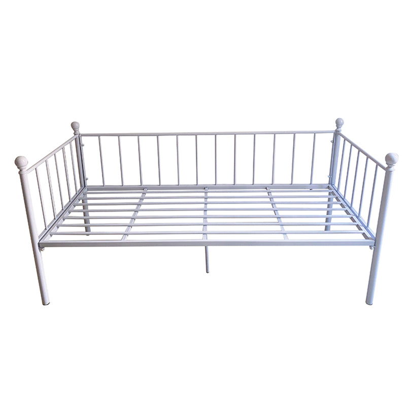 Modern Style Metal Slat Kids Bed Frame with Guardrail in Black and White