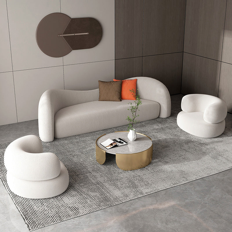 Sloped Arms No Distressing Sofa Modern Scratch Resistant Curved Loveseat