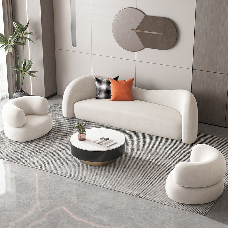 Sloped Arms No Distressing Sofa Modern Scratch Resistant Curved Loveseat