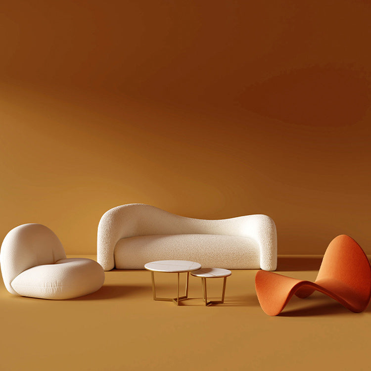 Modern Curved Loveseat Tight Seat Solid Color Sloped Arms Sofa