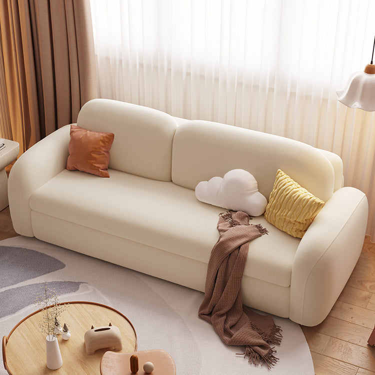 Beige Convertible Sofa Bed Modern Flared Arm Sofa with Pillows