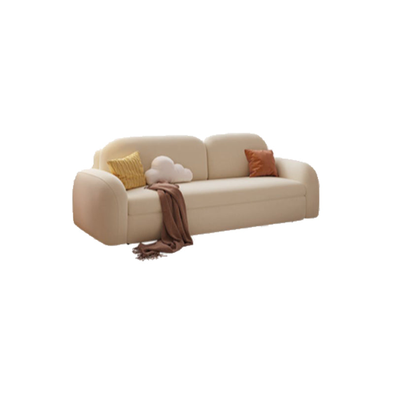 Beige Convertible Sofa Bed Modern Flared Arm Sofa with Pillows