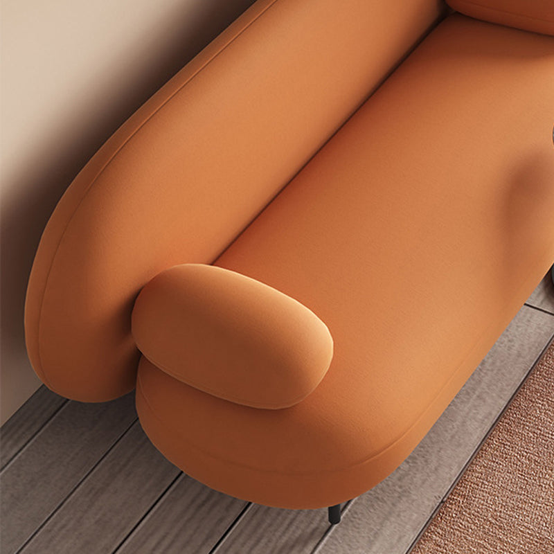 Tight Back Faux Leather Sofa Curved Waterproof Solid Color Settee