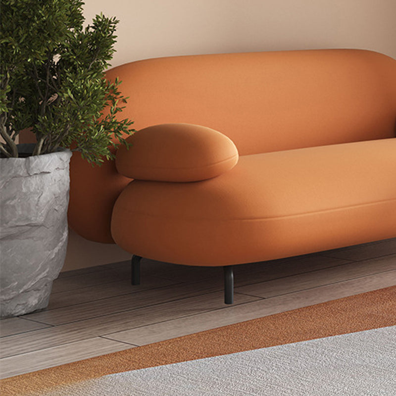 Tight Back Faux Leather Sofa Curved Waterproof Solid Color Settee
