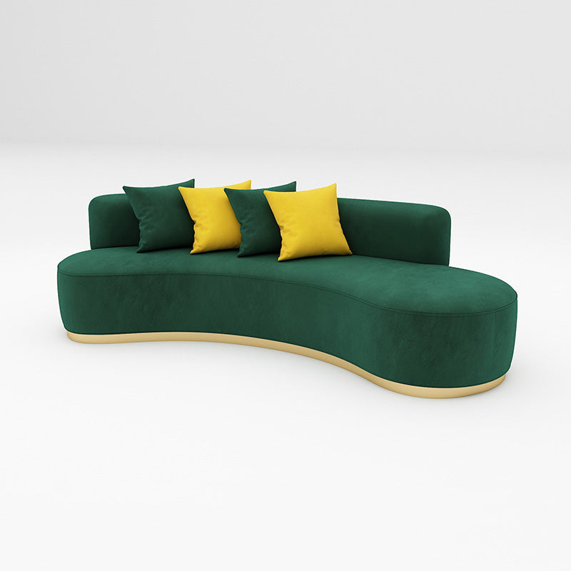 Contemporary Curved Settee Solid Color Tight Back Sofa for Living Room