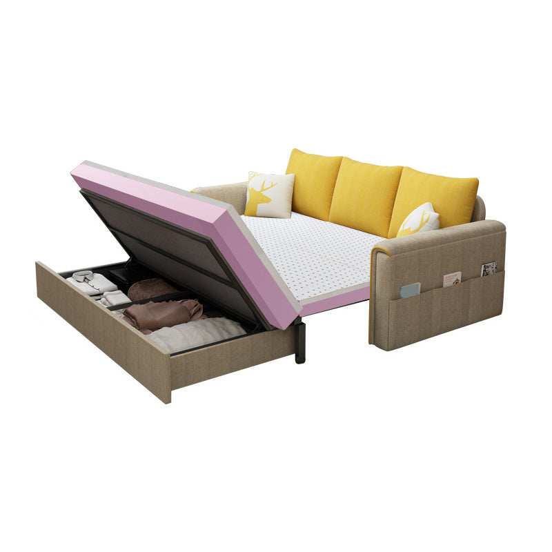 Pillow Included Sofa Futon Square Arm Convertible Sofa with Storage