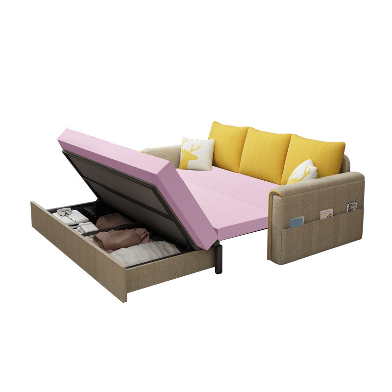 Pillow Included Sofa Futon Square Arm Convertible Sofa with Storage