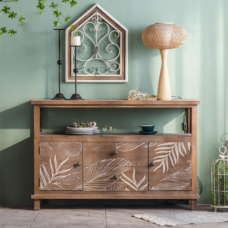 Mid-Century Modern Cabinet Solid Wood Rectangle with Drawer Accent Cabinet