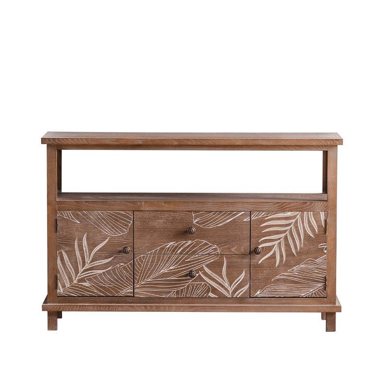 Mid-Century Modern Cabinet Solid Wood Rectangle with Drawer Accent Cabinet