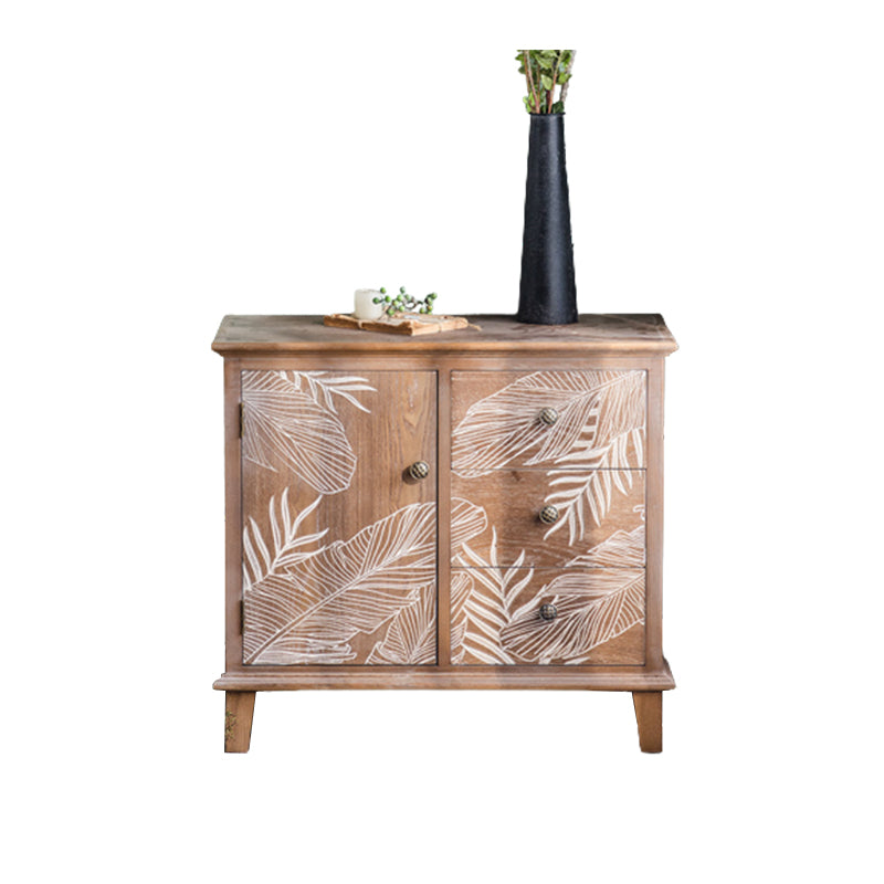 Mid-Century Modern Cabinet Solid Wood Rectangle with Drawer Accent Cabinet