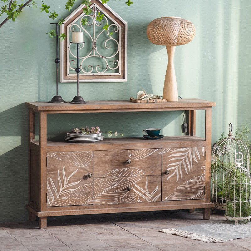 Mid-Century Modern Cabinet Solid Wood Rectangle with Drawer Accent Cabinet