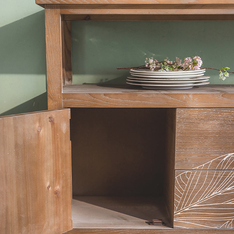 Mid-Century Modern Cabinet Solid Wood Rectangle with Drawer Accent Cabinet
