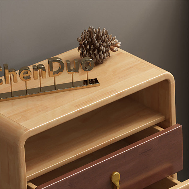 Modern Chest Rectangle with Drawer Solid Wood Squared Legs Accent Chest