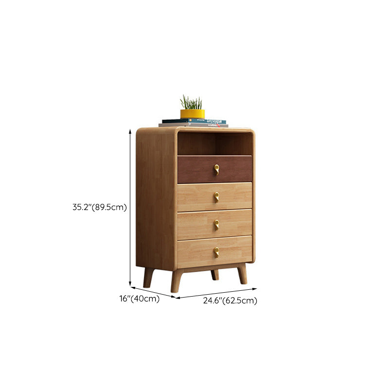 Modern Chest Rectangle with Drawer Solid Wood Squared Legs Accent Chest