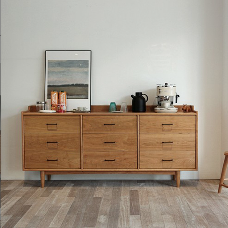 Modern Chest Rectangle Solid Wood 9 - Drawer Straight Legs Accent Chest