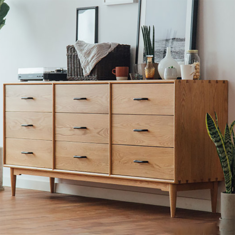 Modern Chest Rectangle Solid Wood 9 - Drawer Straight Legs Accent Chest