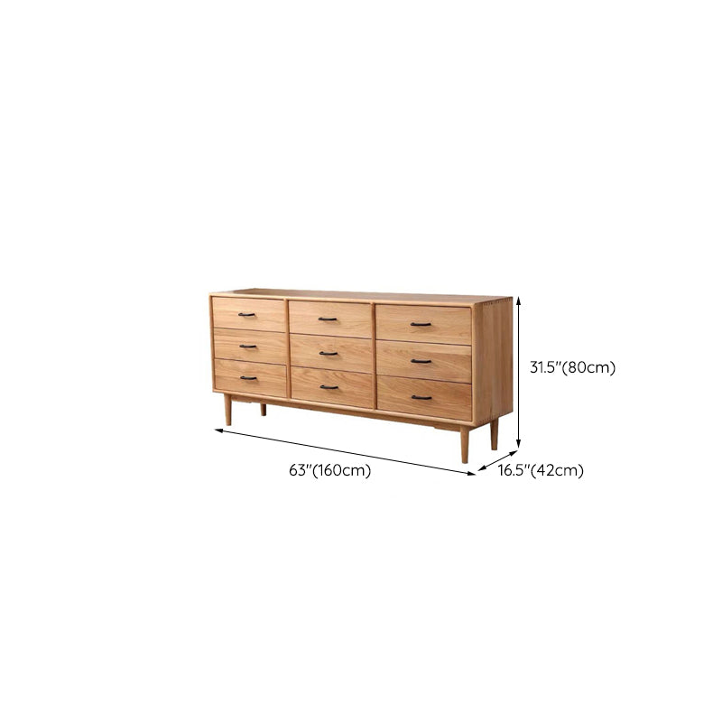 Modern Chest Rectangle Solid Wood 9 - Drawer Straight Legs Accent Chest