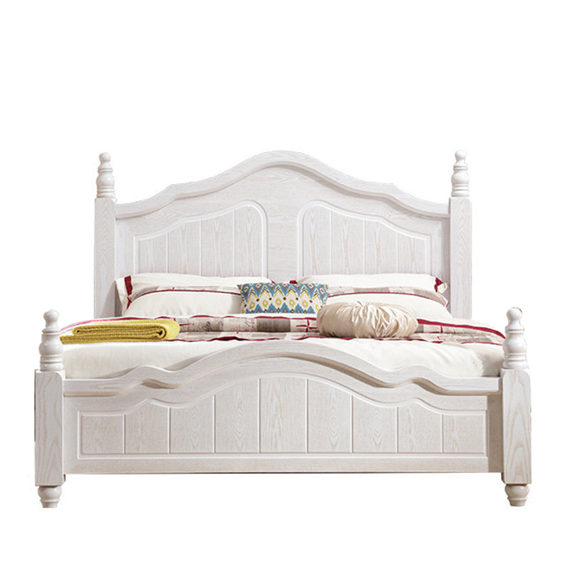 Victorian White Standard Bed in Solid Wood with Panel Headboard