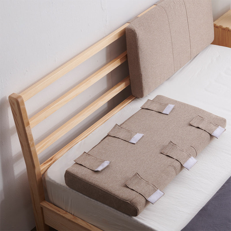 Nordic Solid Wood Bed Frame with Headboard 35.4-inch High Panel Bed in Ash