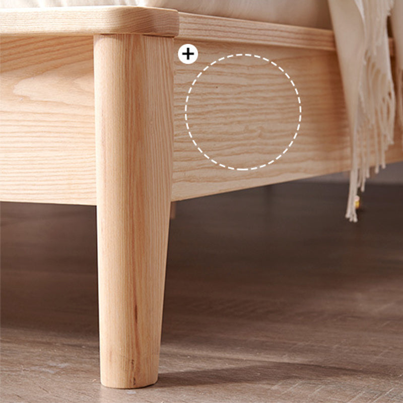 Nordic Solid Wood Bed Frame with Headboard 35.4-inch High Panel Bed in Ash