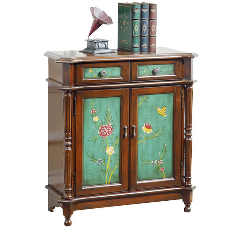 33.07" Tall Wood 2 - Drawer Cabinet 2 Door Accent Cabinet - Wood