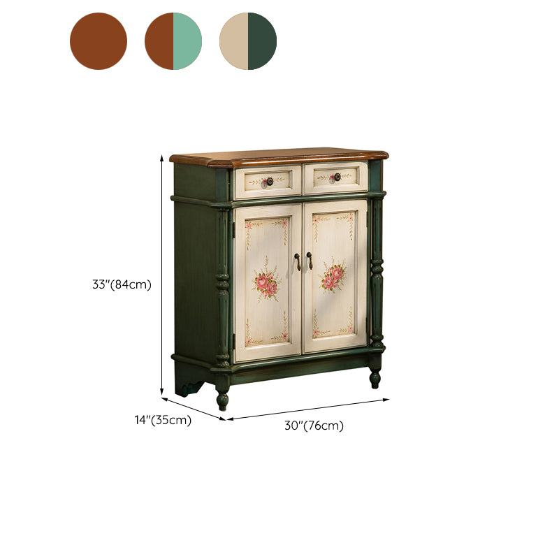 33.07" Tall Wood 2 - Drawer Cabinet 2 Door Accent Cabinet - Wood