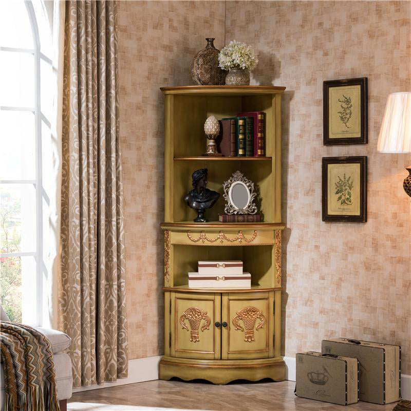 Triangular Wood Accent Cabinet Industrial 2 - Door Accent Cabinet