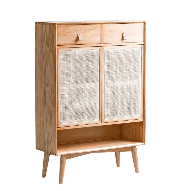 Contemporary Cabinet Rectangle Pine 2 Doors Pendant Pulls Accent Cabinet