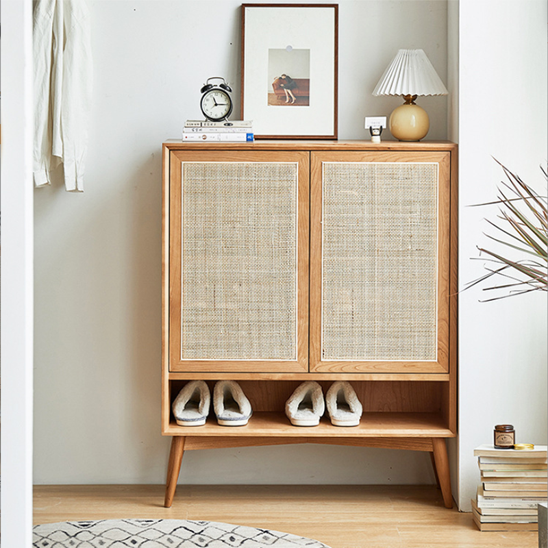 Contemporary Cabinet Rectangle Pine 2 Doors Pendant Pulls Accent Cabinet
