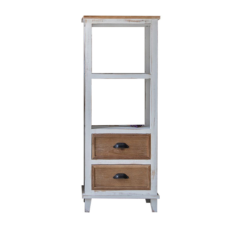 Rectangular Wood Cabinet Industrial Accent Chest in Distressed White