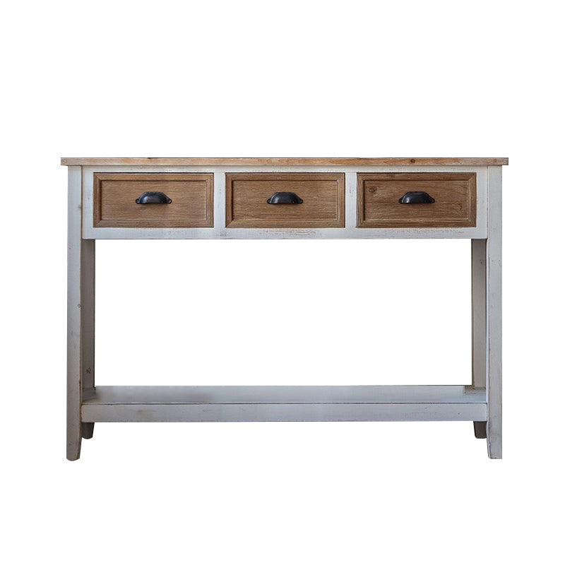 Rectangular Wood Cabinet Industrial Accent Chest in Distressed White