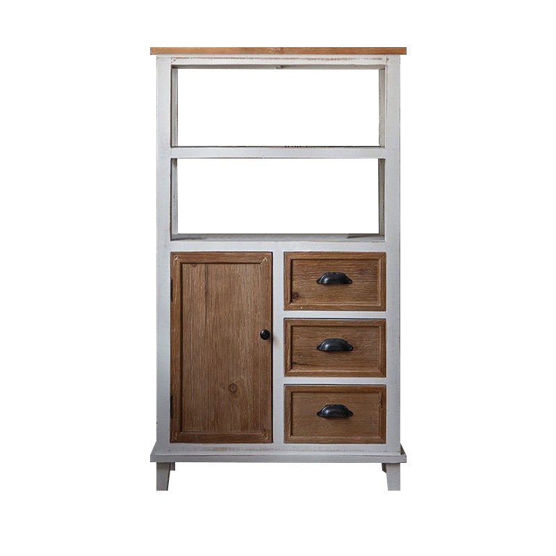 Rectangular Wood Cabinet Industrial Accent Chest in Distressed White
