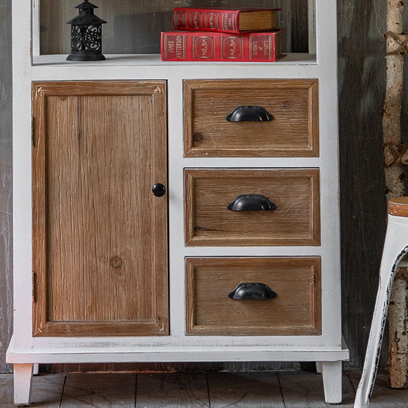 Rectangular Wood Cabinet Industrial Accent Chest in Distressed White
