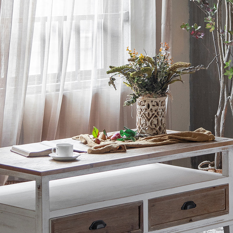 Rectangular Wood Cabinet Industrial Accent Chest in Distressed White