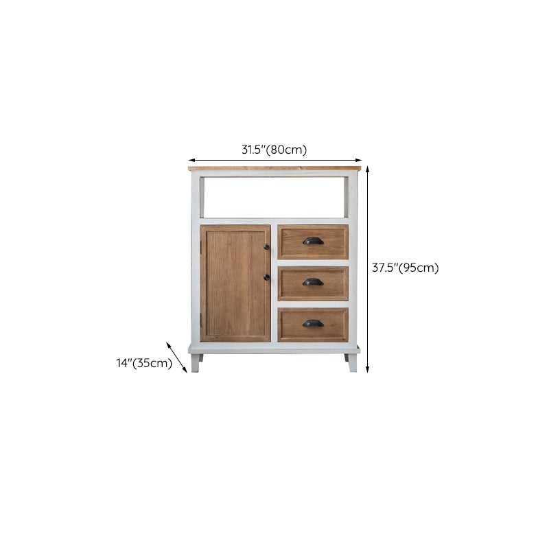 Rectangular Wood Cabinet Industrial Accent Chest in Distressed White