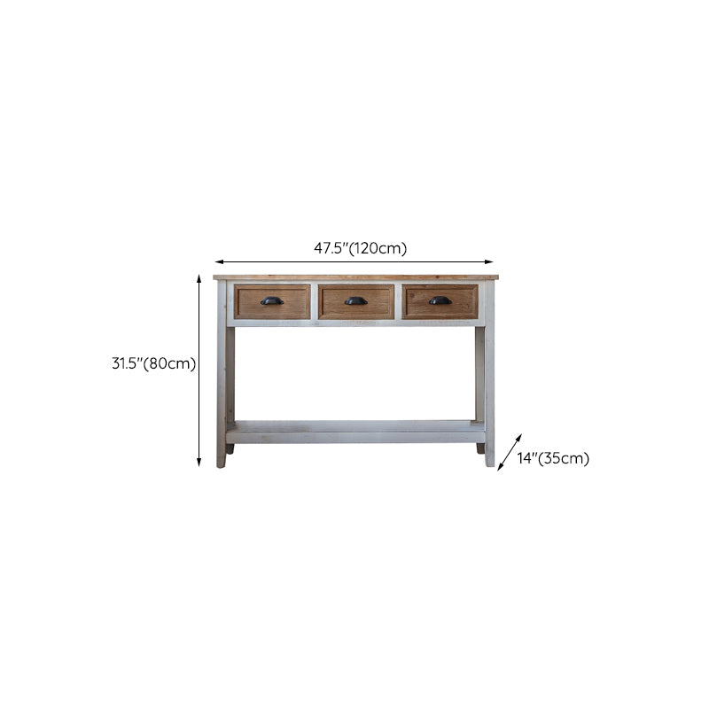Rectangular Wood Cabinet Industrial Accent Chest in Distressed White