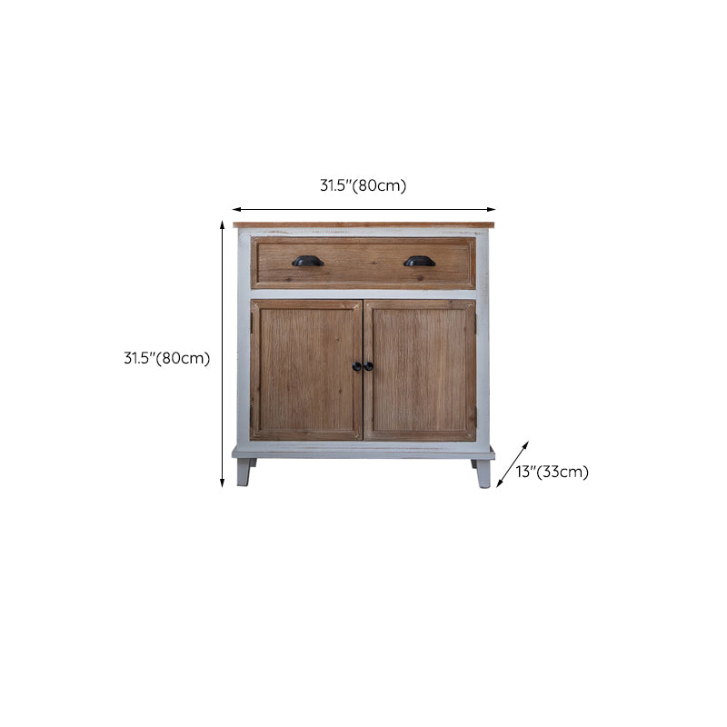 Rectangular Wood Cabinet Industrial Accent Chest in Distressed White