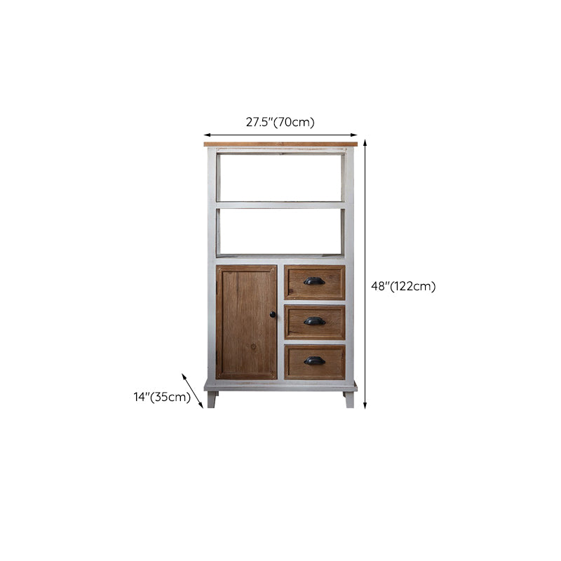 Rectangular Wood Cabinet Industrial Accent Chest in Distressed White